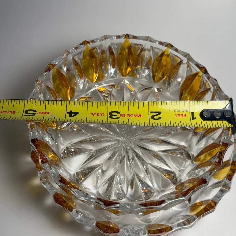 Vintage Stacking ECHT BLEIKRISTALL Bowl German Amber Clear Lead Crystal Set of 2